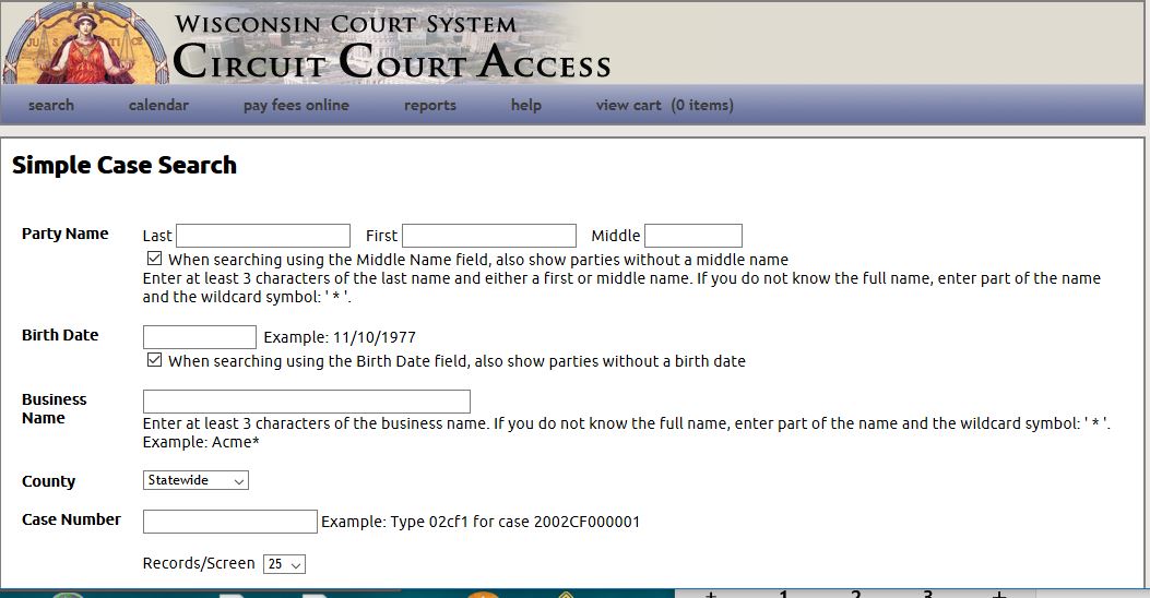 Wisconsin Court System's Website